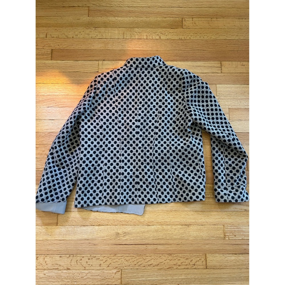 Armani Collezioni Polka Dot Button Front Jacket Gray Black Made in Italy Sz 16 - Picture 8 of 8